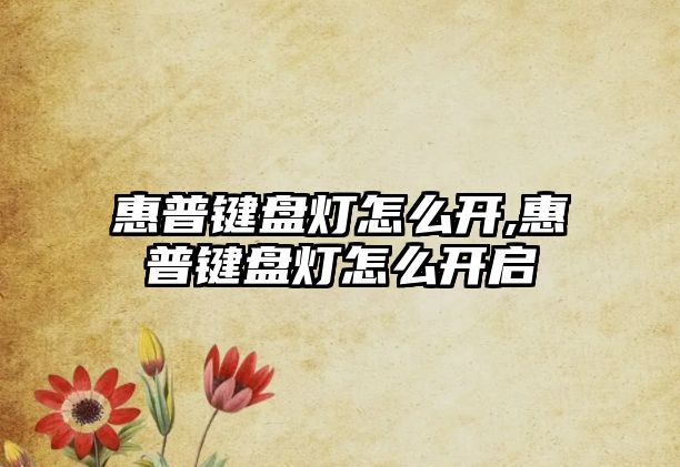 惠普鍵盤燈怎么開,惠普鍵盤燈怎么開啟