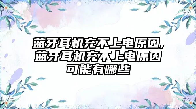 藍(lán)牙耳機充不上電原因,藍(lán)牙耳機充不上電原因可能有哪些