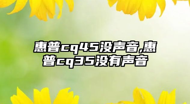 惠普cq45沒(méi)聲音,惠普cq35沒(méi)有聲音